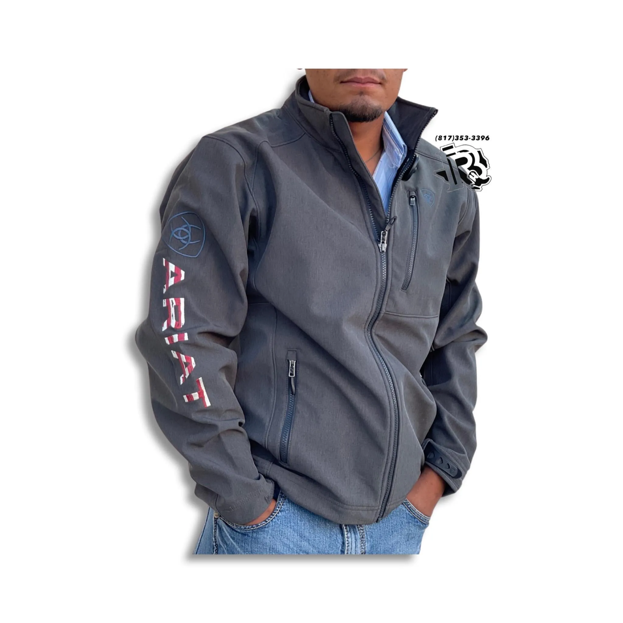 “ Gabriel “ |  MEN'S ARIAT USA FLAG GREY SOFTSHELL OUTERWEAR  10041439