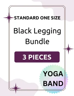 3-Pack Black YOGA Leggings - Standard One Size