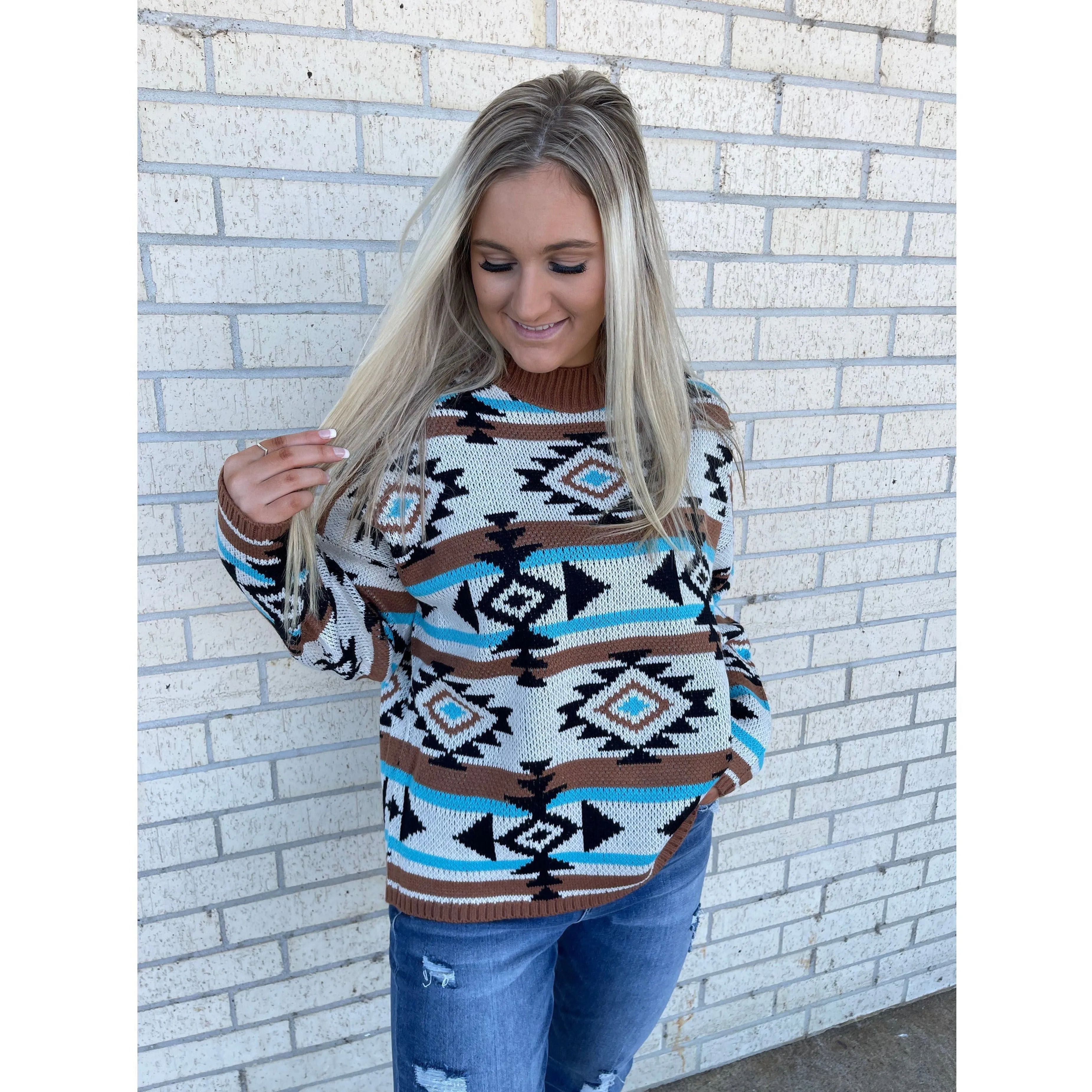 Andie Teal Aztec Sweater