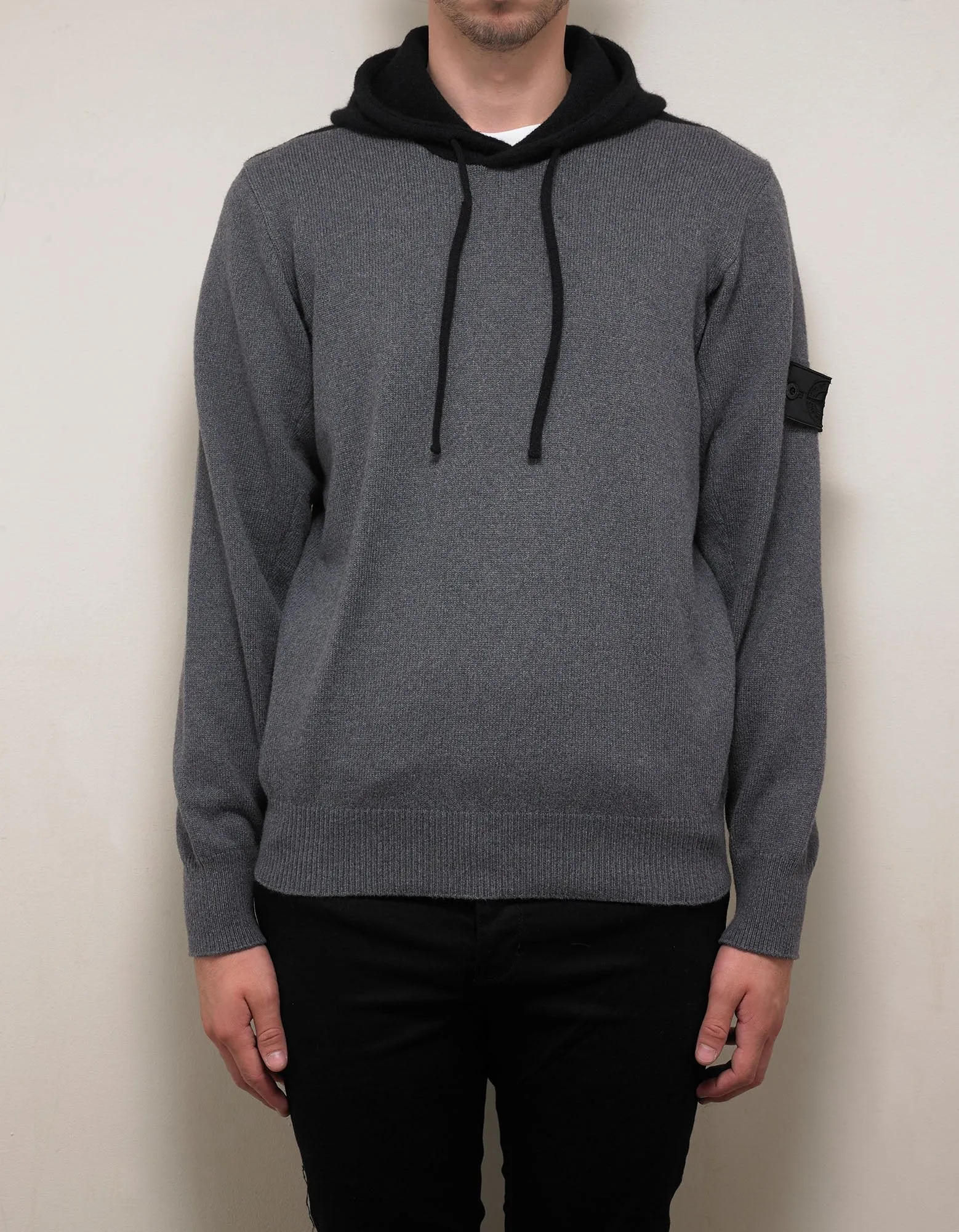 Bi-Colour Wool-Blend Knitted Hoodie