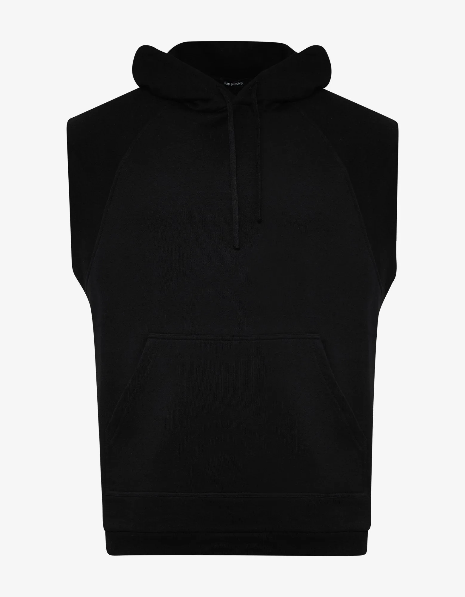 Black Sleeveless Print Hoodie