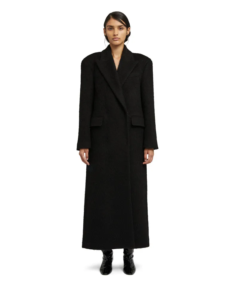 Blended wool Brushed Wool felt coat Black