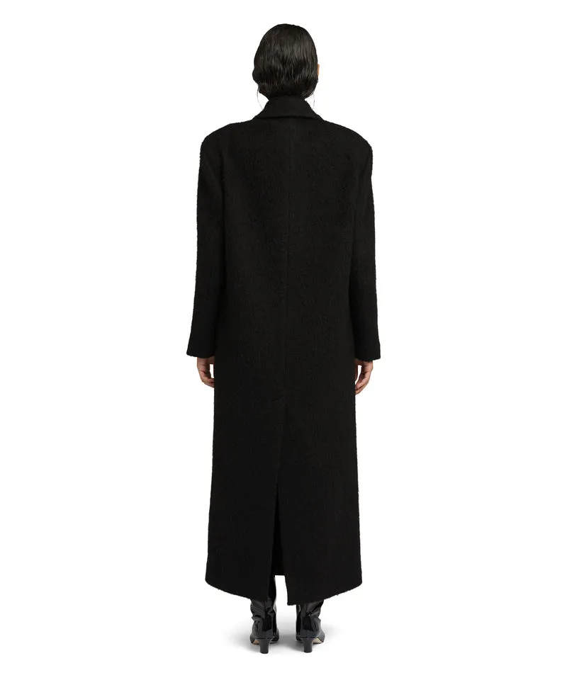 Blended wool Brushed Wool felt coat Black