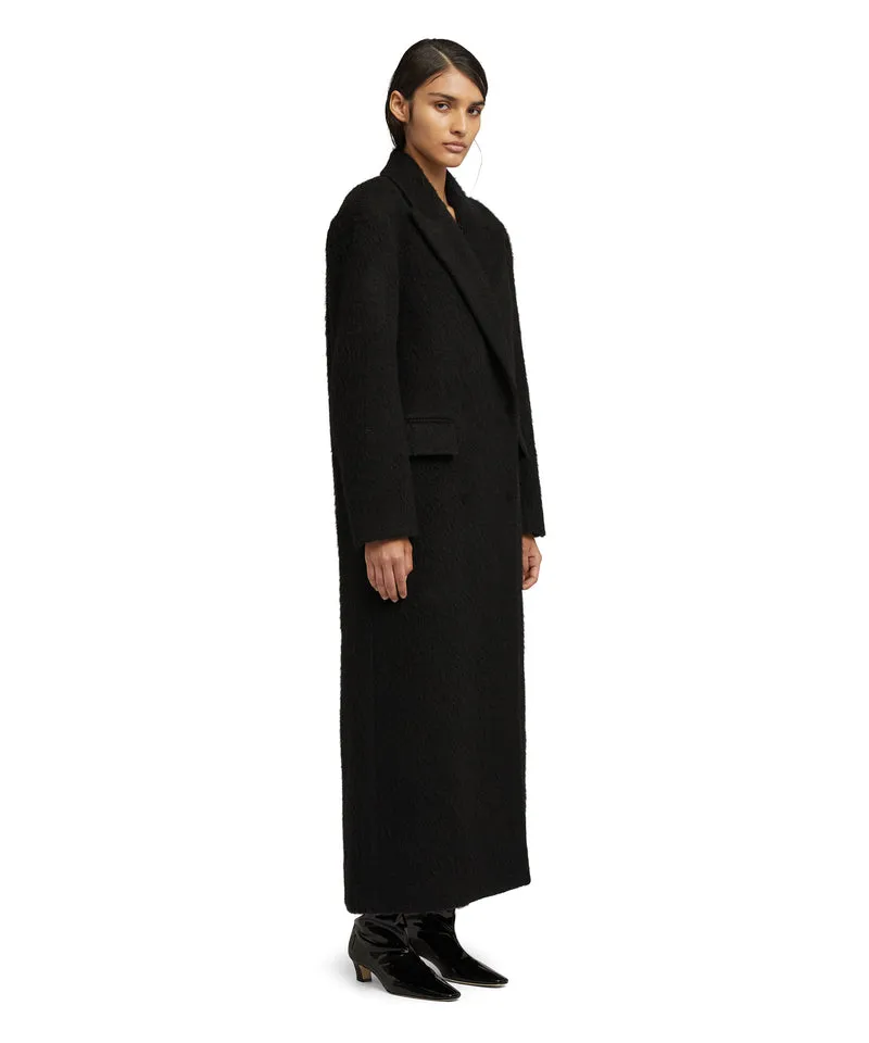 Blended wool Brushed Wool felt coat Black