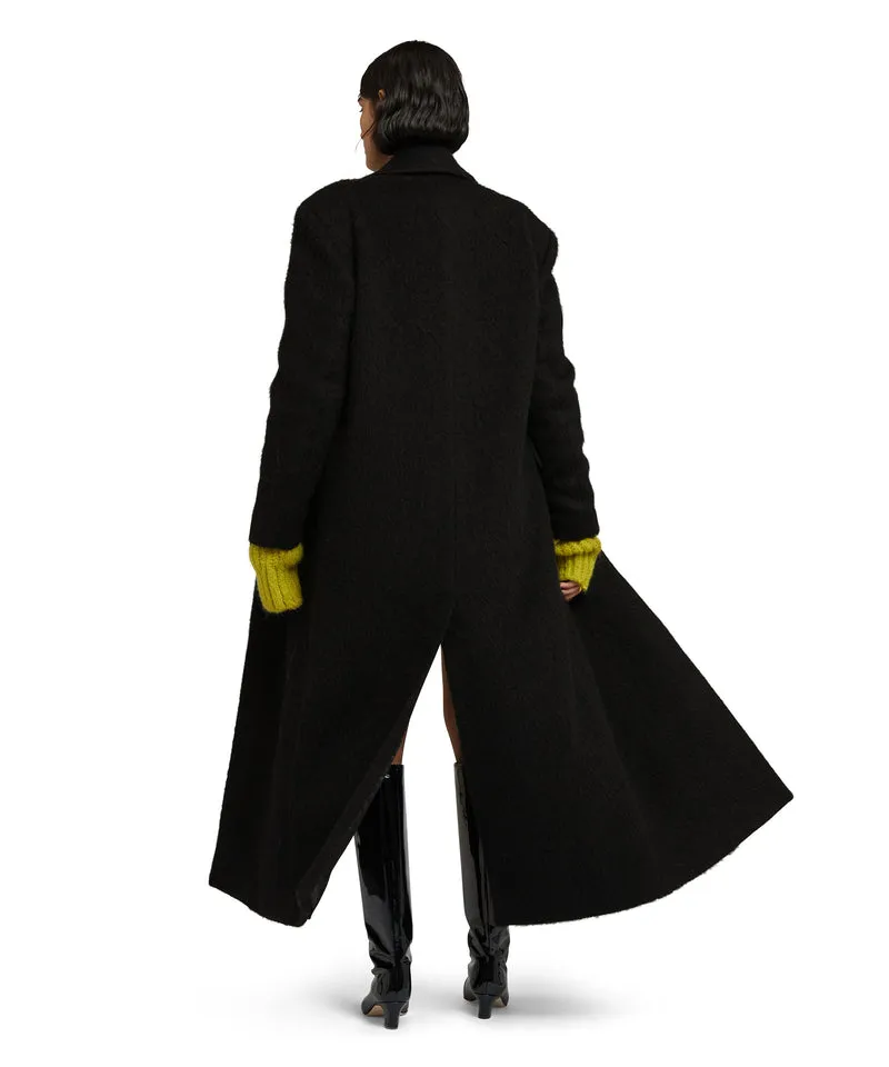 Blended wool Brushed Wool felt coat Black