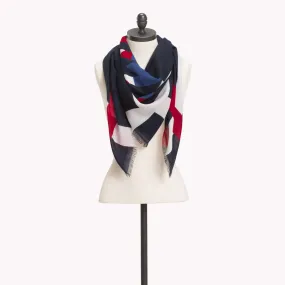 Blue Frayed Hem Signature Frame Scarf | Hats & Scarves | Tommy Hilfiger