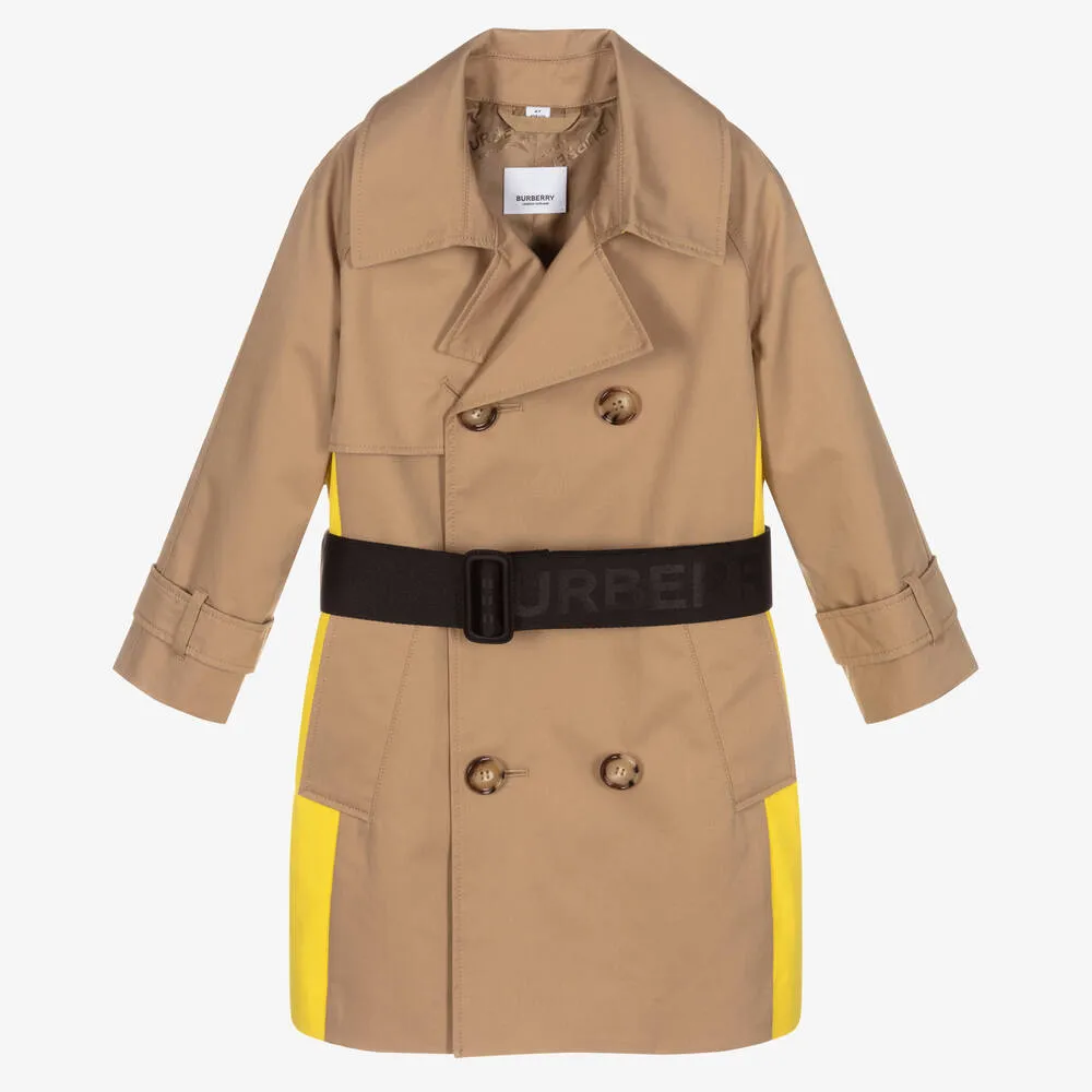 Boys Beige Panel Trench Coat