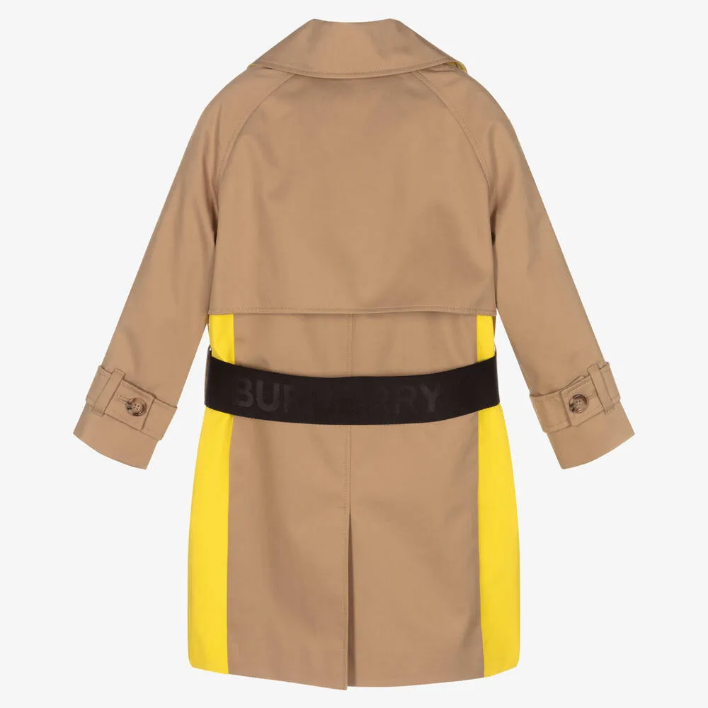 Boys Beige Panel Trench Coat