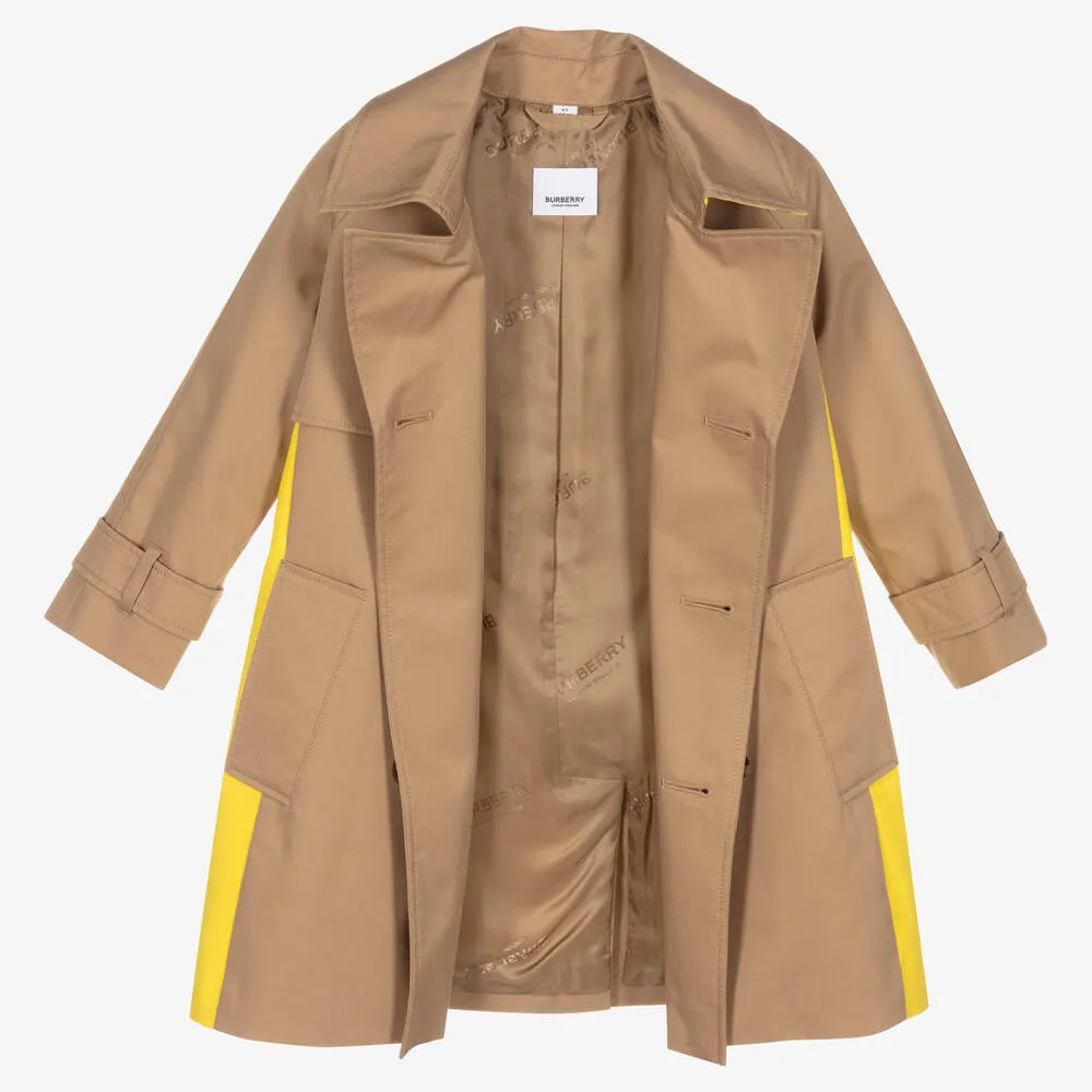 Boys Beige Panel Trench Coat