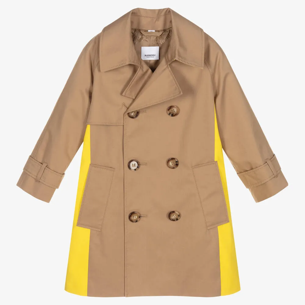 Boys Beige Panel Trench Coat