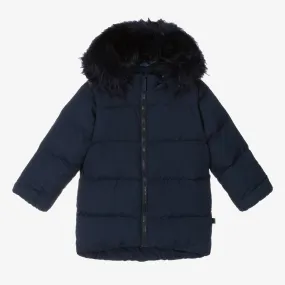 Boys Blue Hooded Puffer Coat