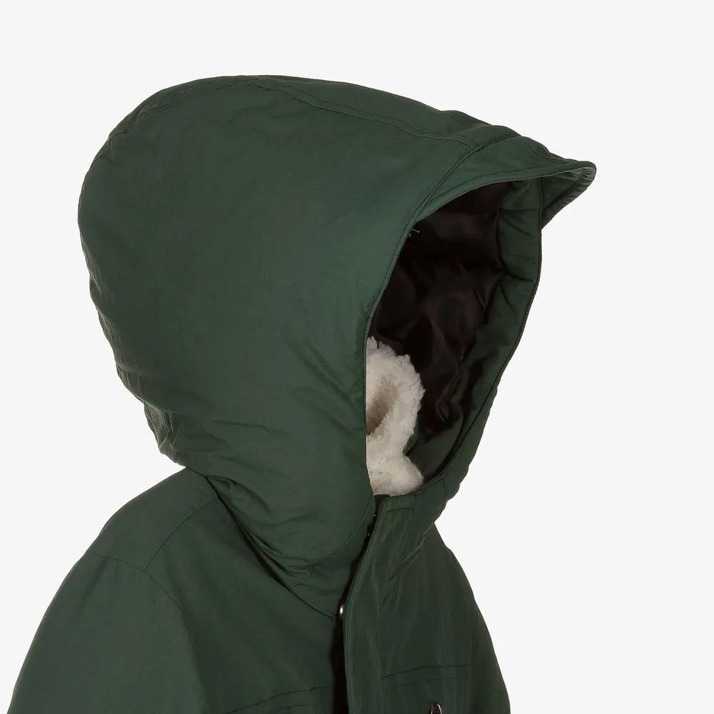 Boys Green Padded Hooded Coat