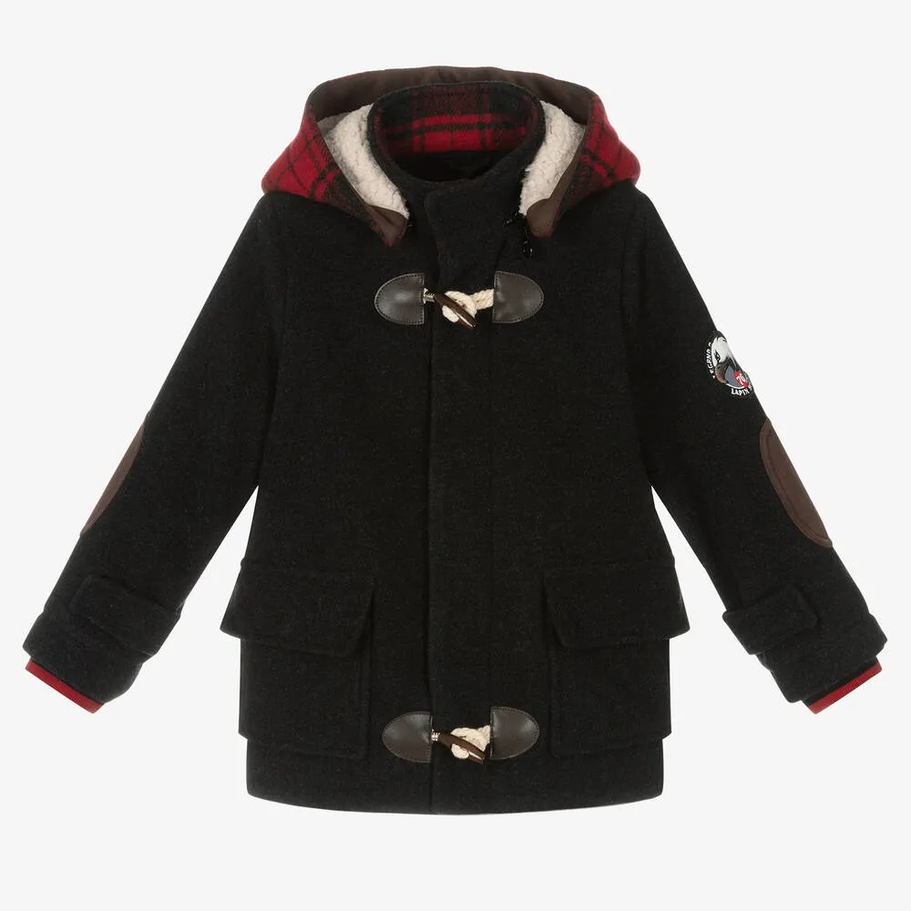 Boys Grey Wool Duffle Coat