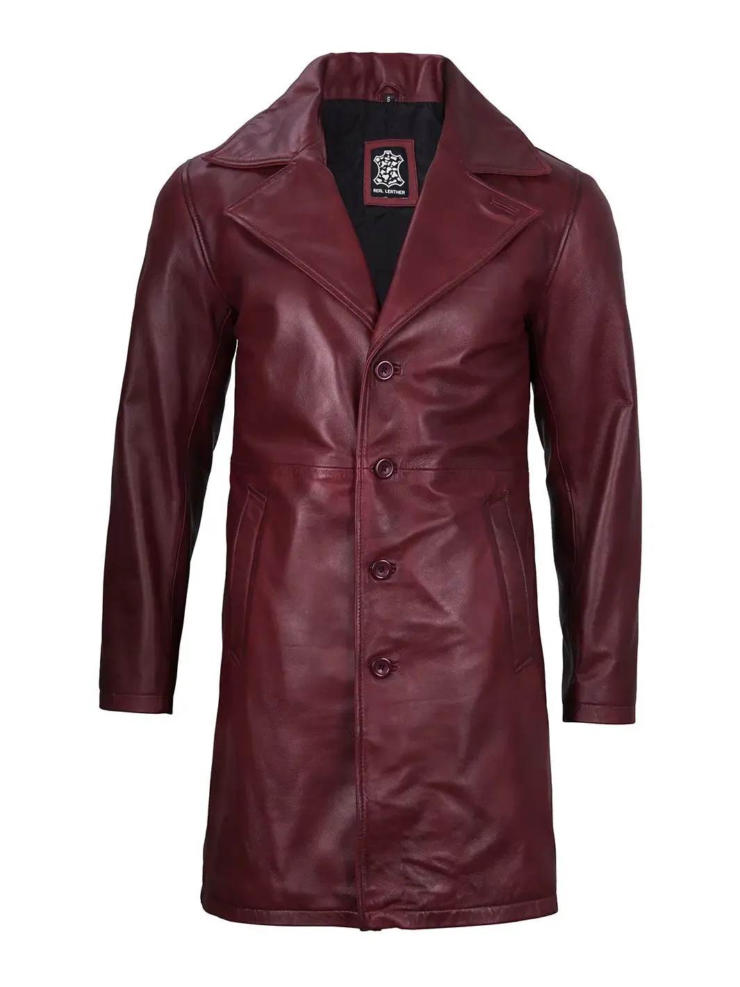 Bryson Maroon Leather Car Coat