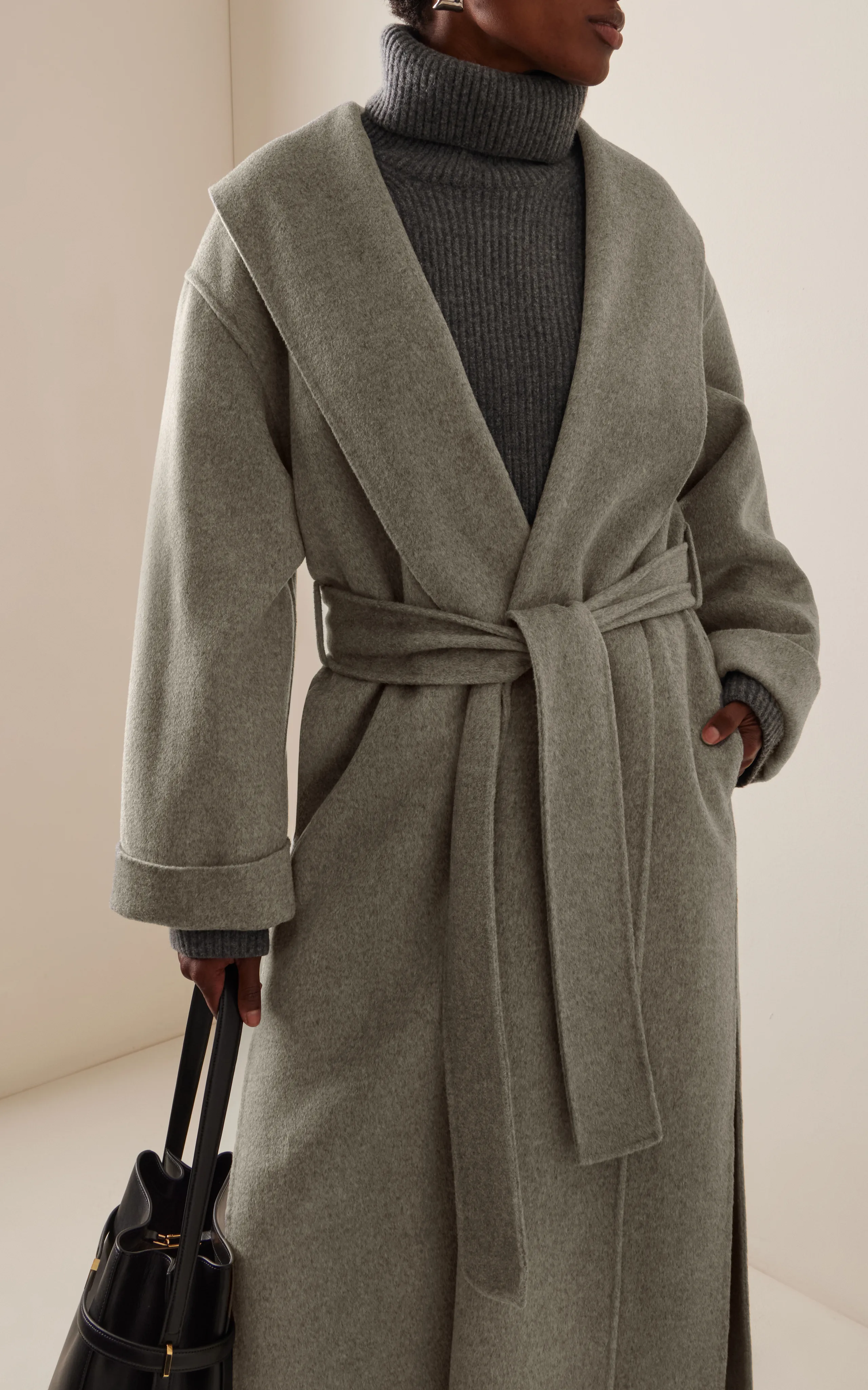 By Malene Birger Trullem Felted Wool Wrap Trench Coat 