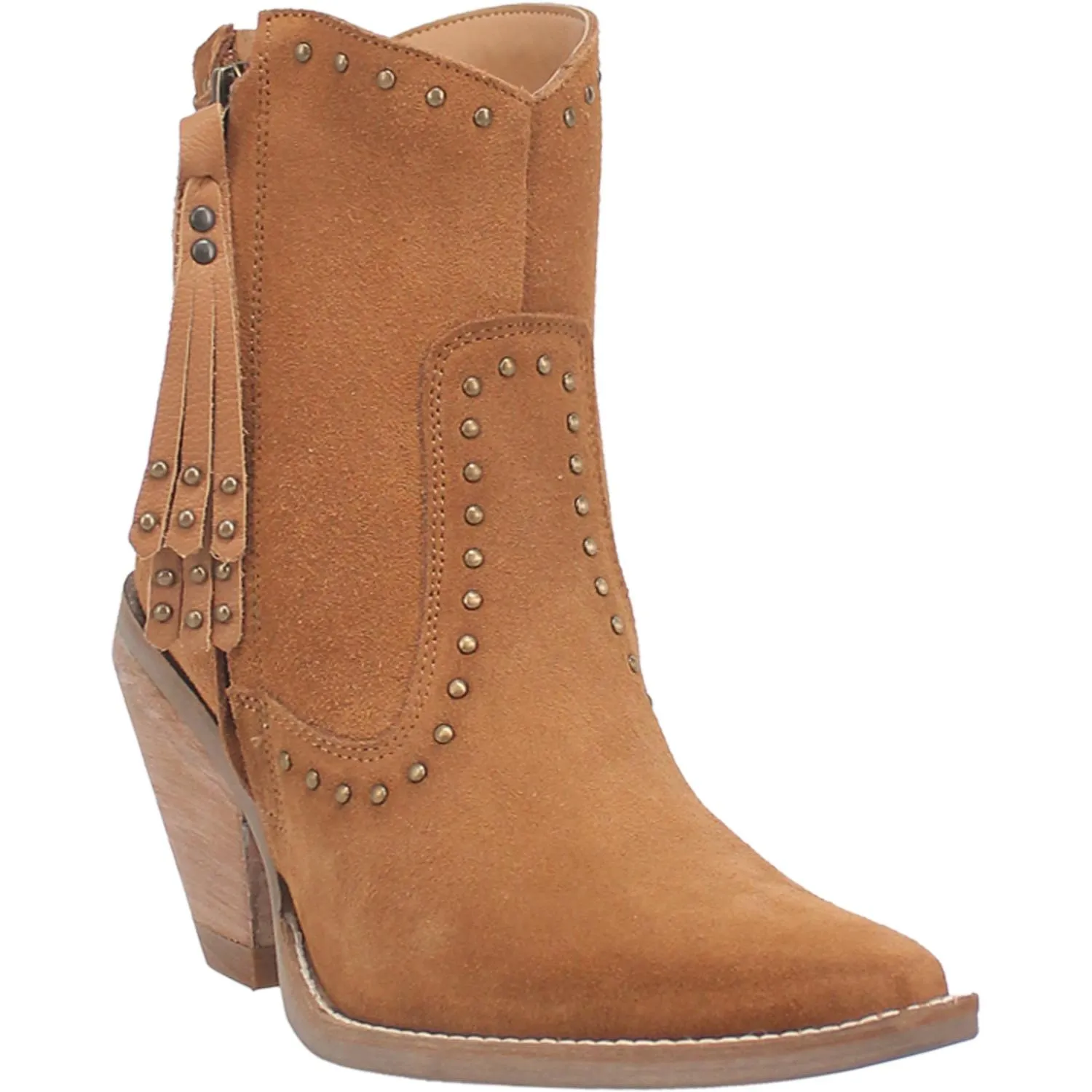 Classy N' Sassy Studded Camel Suede Booties (DS)