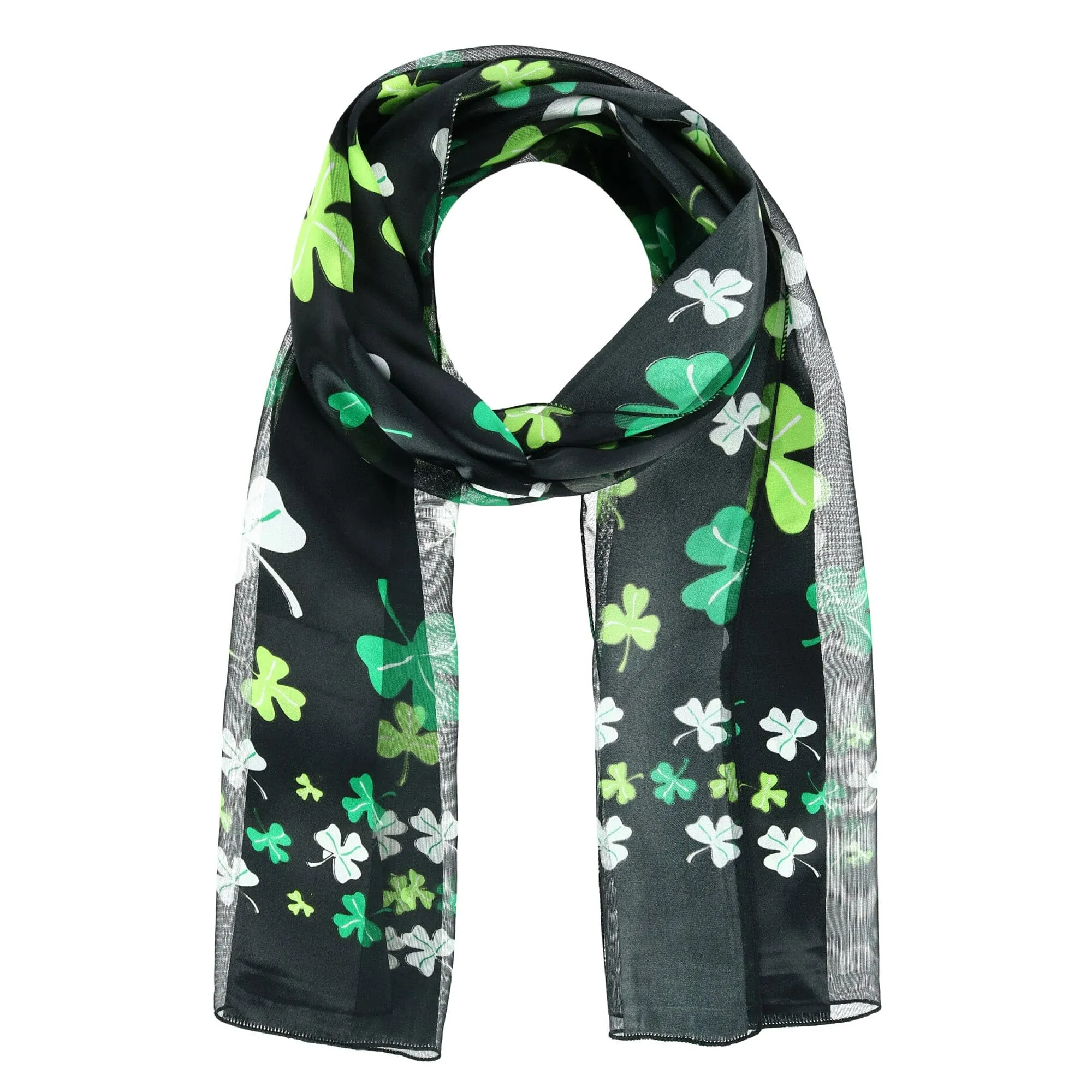 CTM Women's St. Patrick's Day Clover Print Holiday Lightweight Scarf