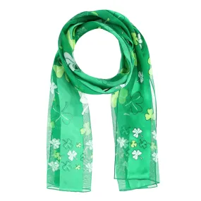 CTM Women's St. Patrick's Day Clover Print Holiday Lightweight Scarf