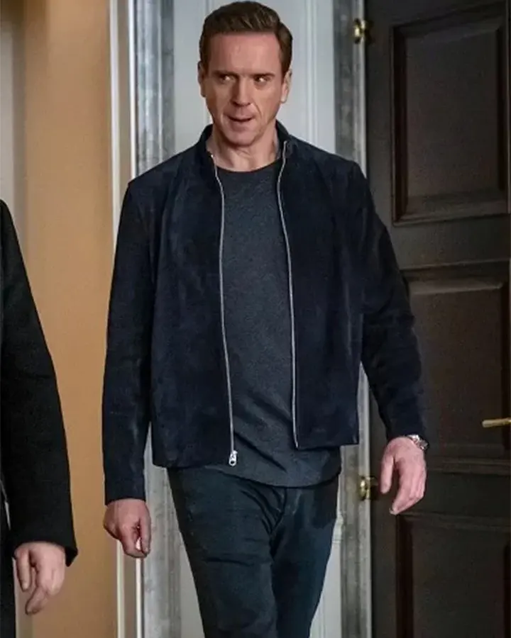 Damian Lewis Billions Blue Leather Jacket | William Jacket