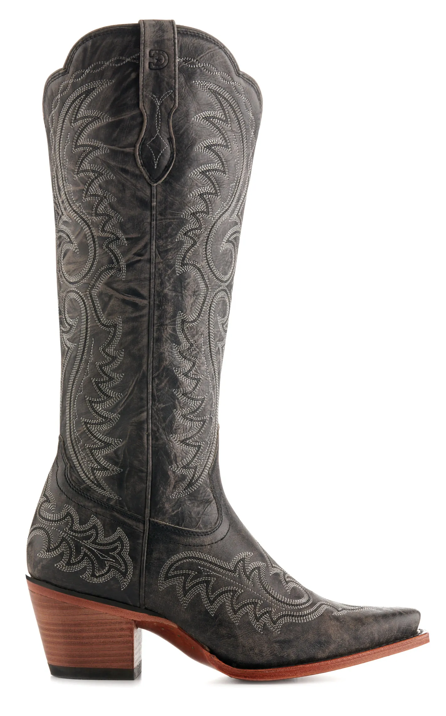 Durango Women's Crush Distressed Graphite Snip Toe Tall Cowboy Boots