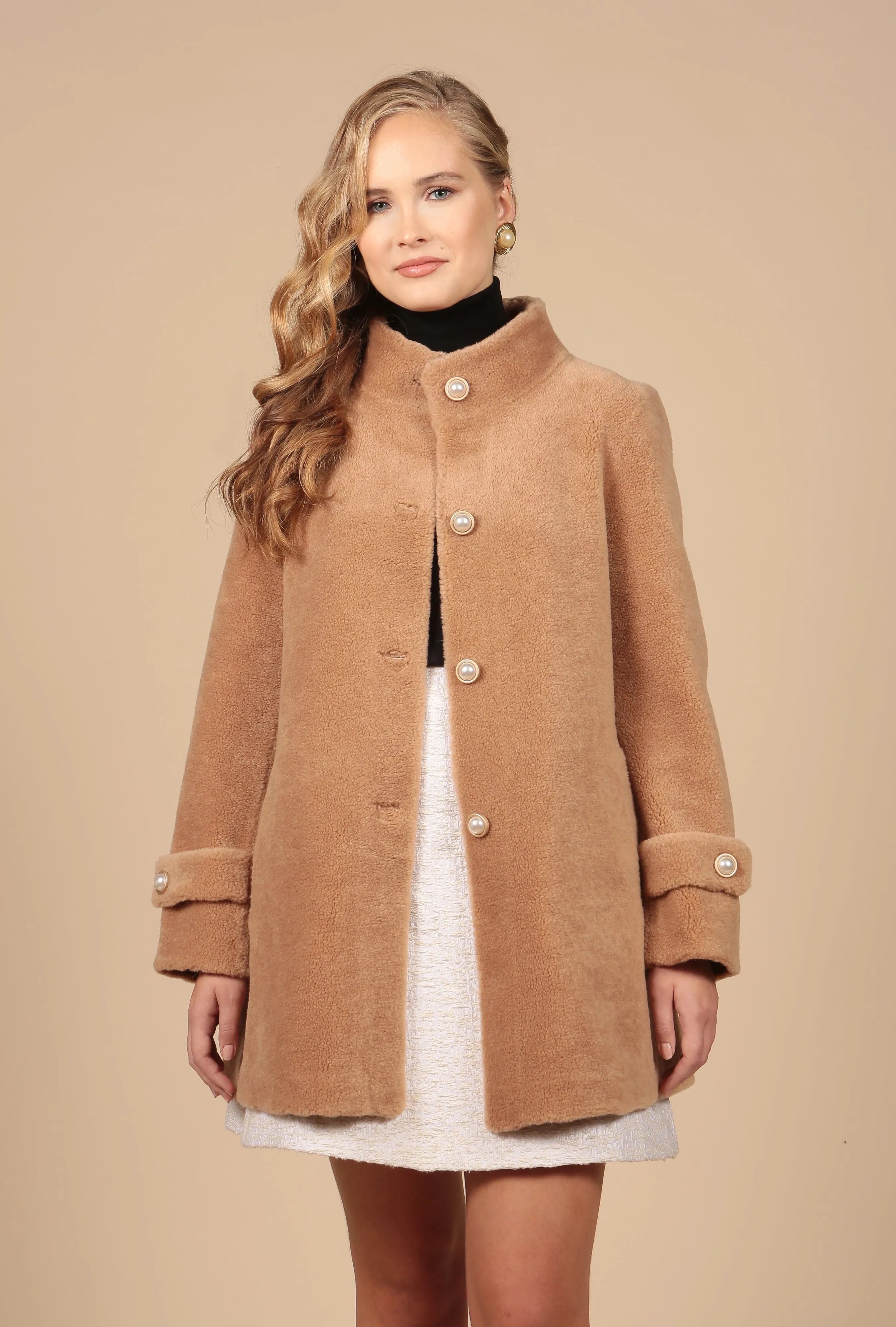 'Eve' Wool Coat in Marrone