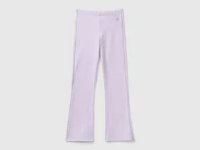 Flared leggings in stretch cotton - Lilac | Benetton