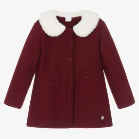 Girls Burgundy Red Knitted Coat