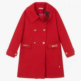 Girls Traditional Red Flower Coat