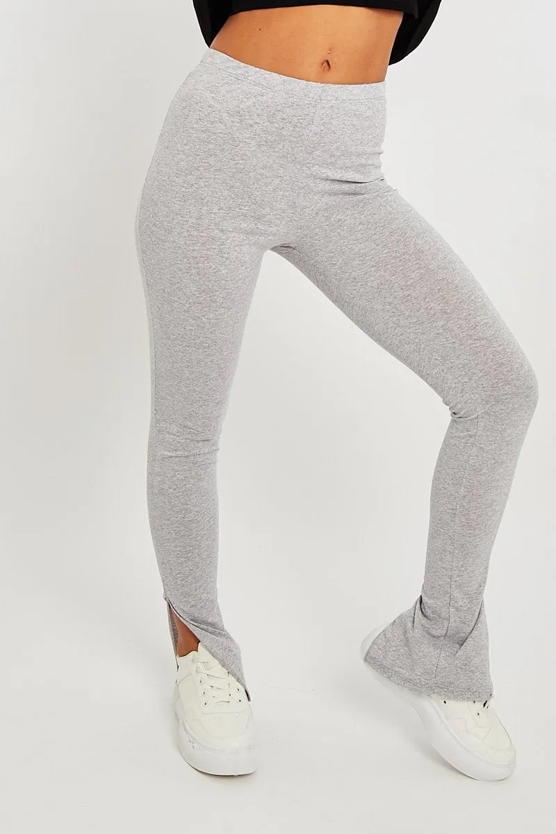 Grey Side Split Leggings - Oliviah