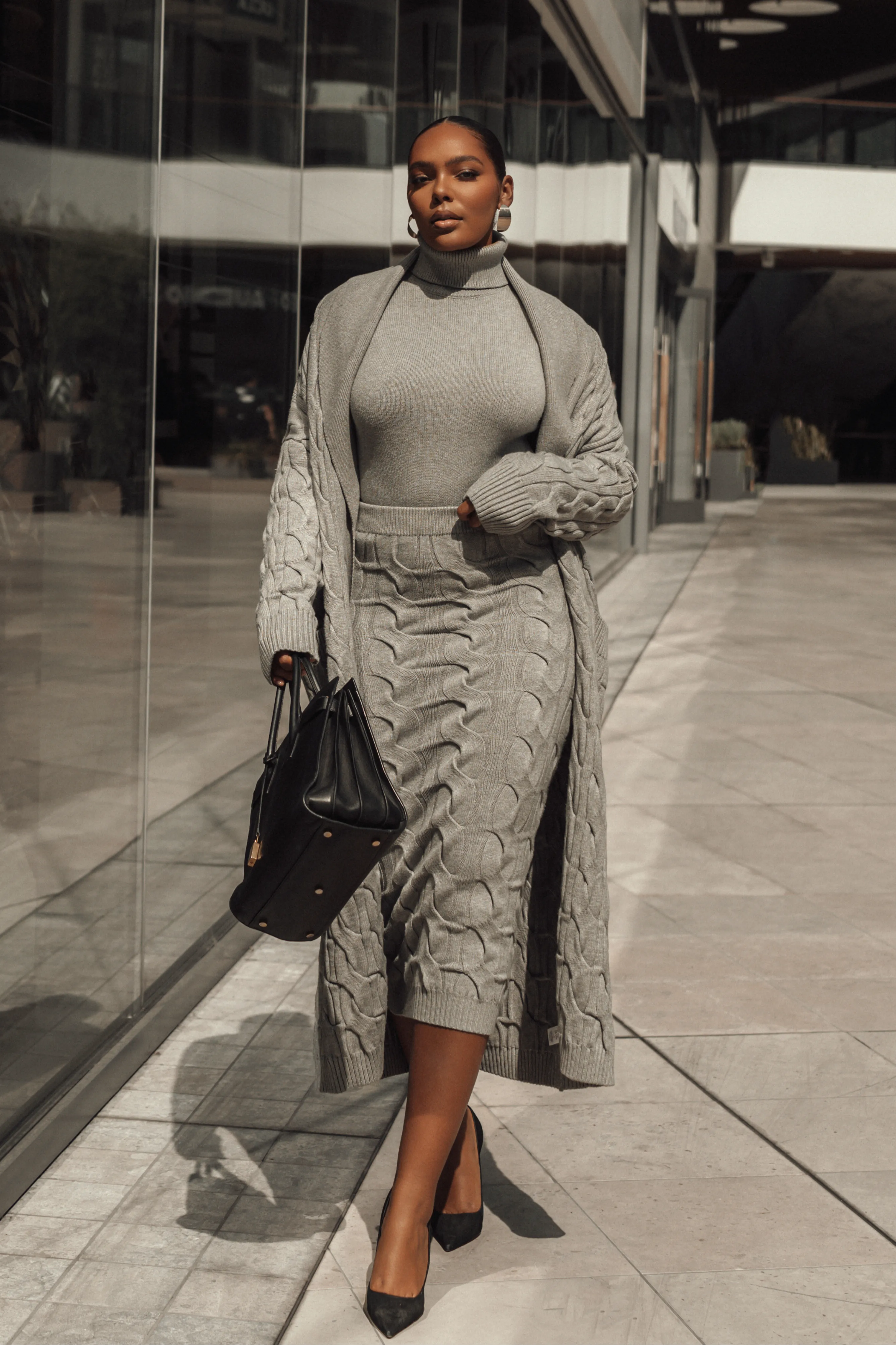 Grey Timeless Midi Skirt