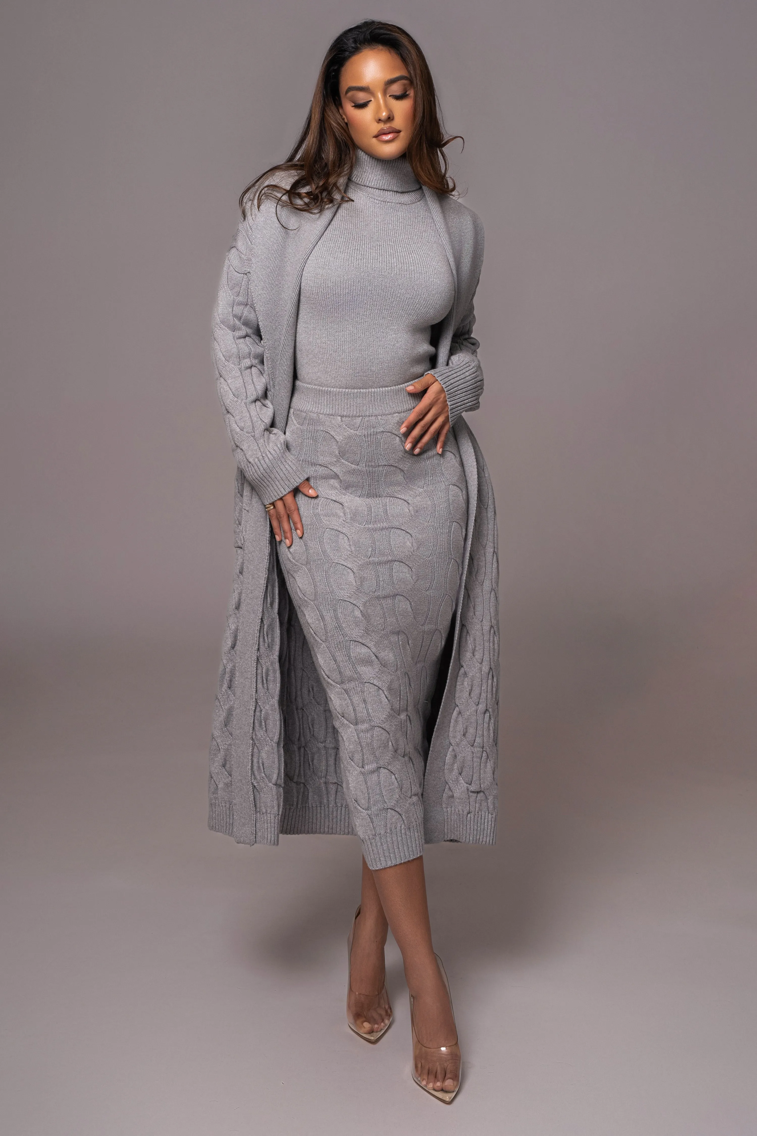 Grey Timeless Midi Skirt