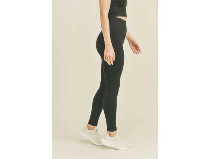 Kimberly C Women's High-Rise Seamless Ribbed Leggings