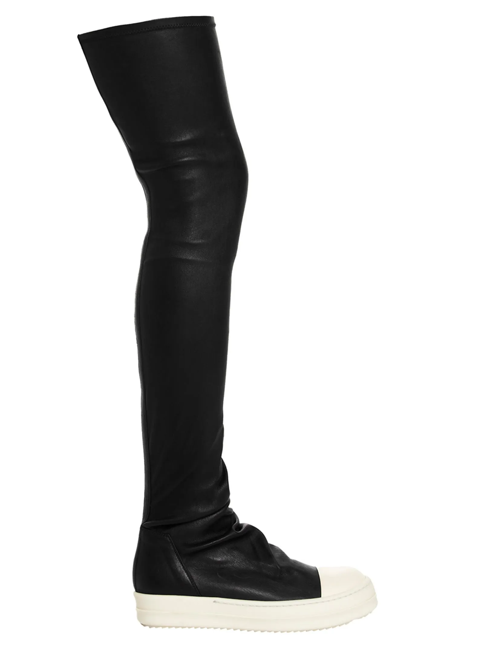 Knee High Stocking Sneaks Boots, Ankle Boots White/Black