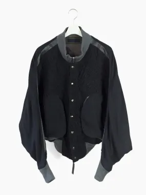 Kohshin Satoh 00s Leather Trim Batwing Stadium Jacket