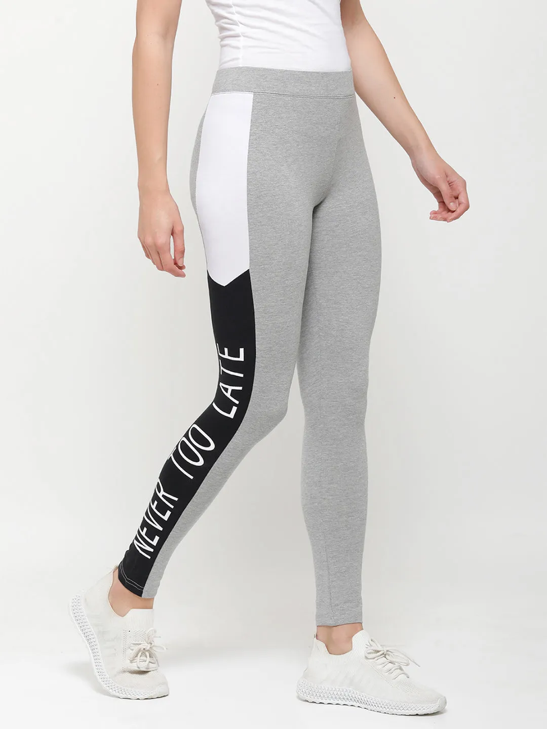 Ladies Active Wear Leggings Grey Melange