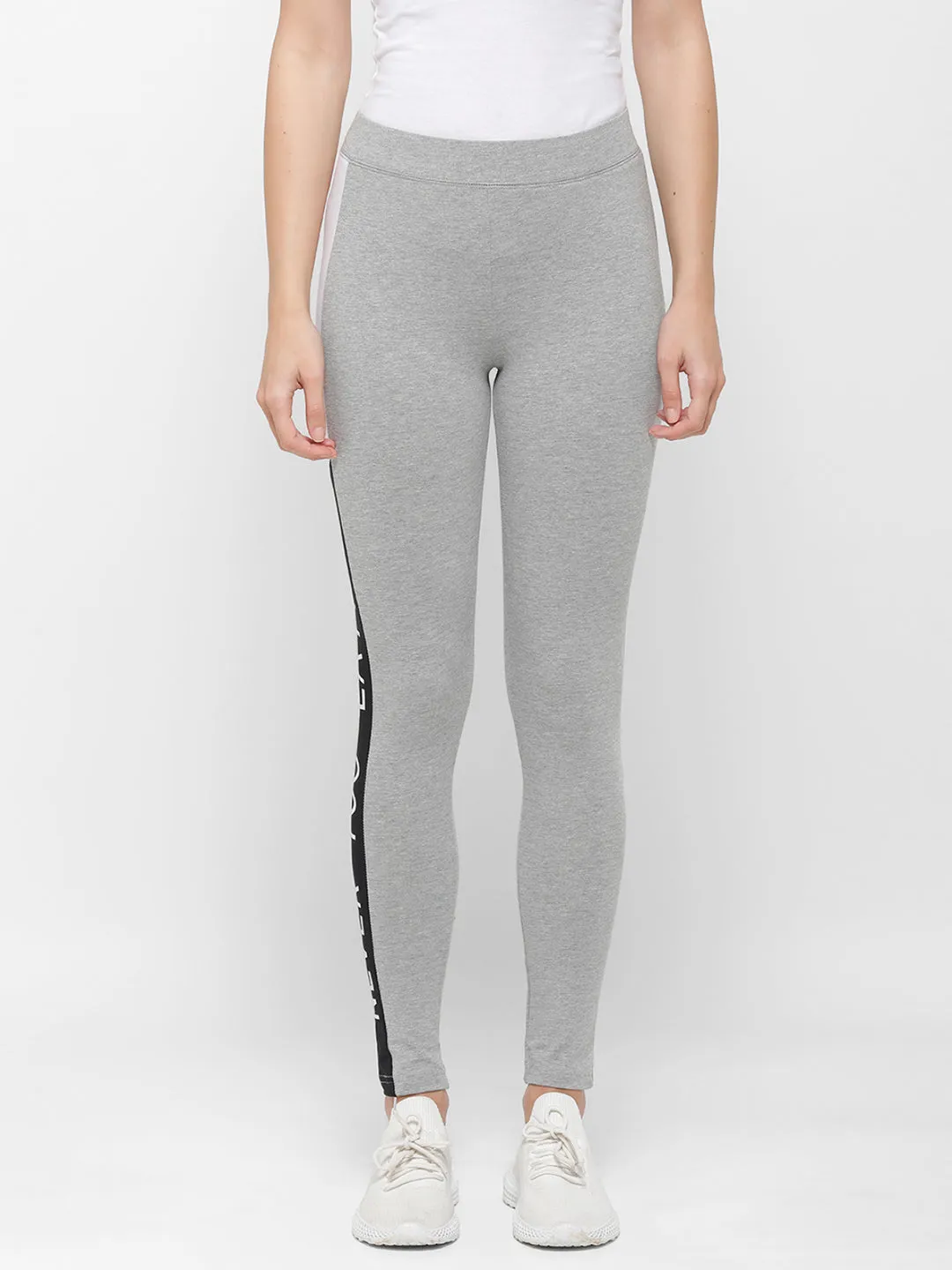 Ladies Active Wear Leggings Grey Melange