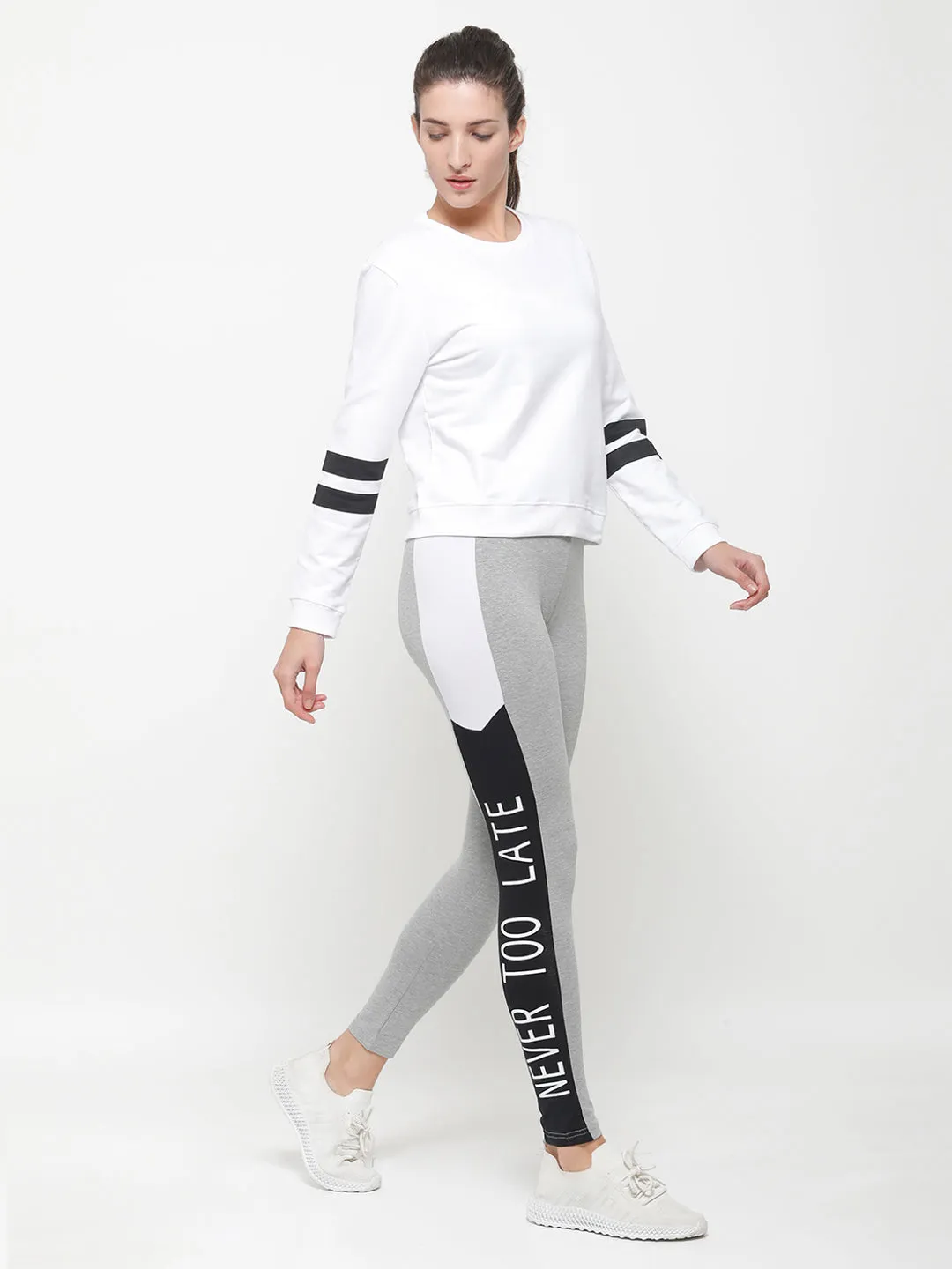 Ladies Active Wear Leggings Grey Melange