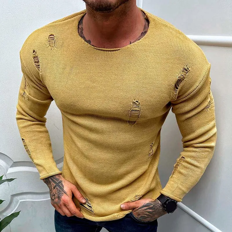 Men's Summer New Ripped Sweater