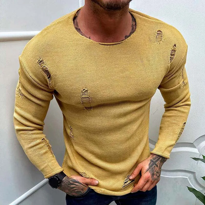 Men's Summer New Ripped Sweater