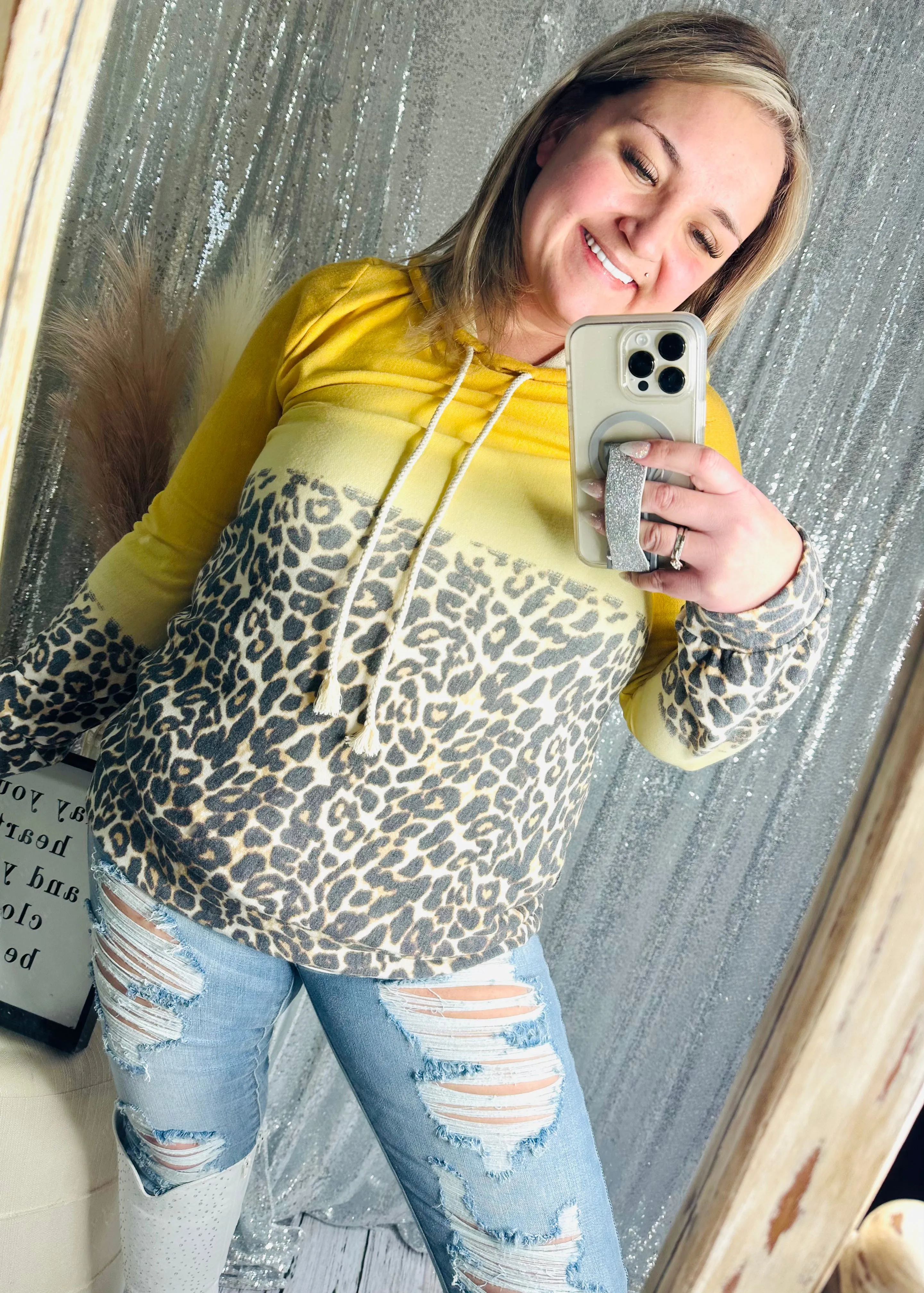 Mustard Cheetah Ombré Hoodie