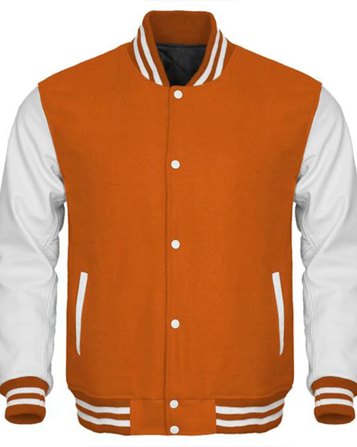 Orange and White Varsity Jacket - William Jacket