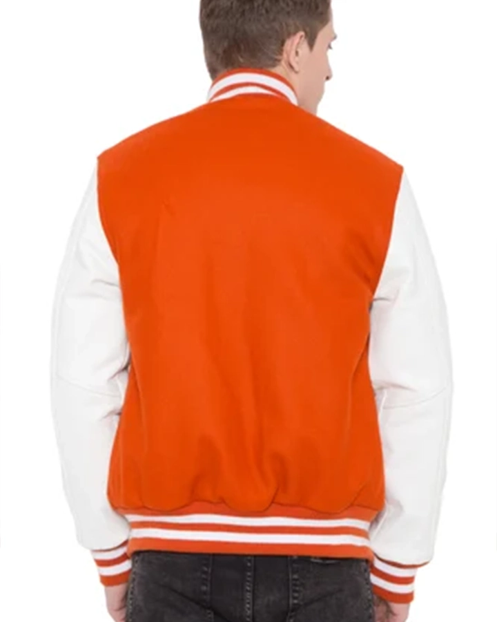 Orange and White Varsity Jacket - William Jacket