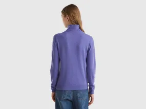 Purple turtleneck in pure Merino wool - Purple | Benetton