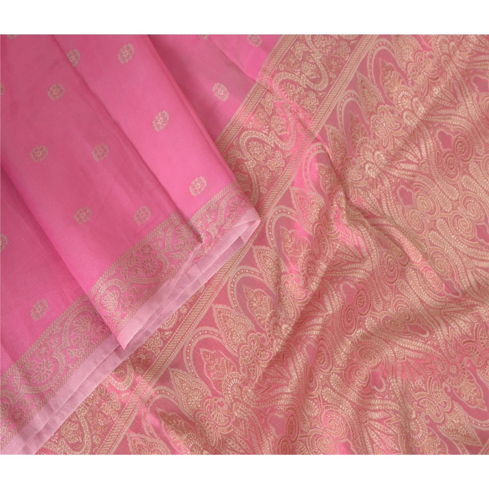 Sanskriti Vintage Long Dupatta Stole Pure Silk Pink Hijab Woven Wrap Scarves