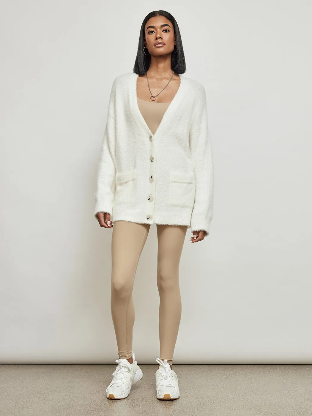 Short Eyelash Relaxed Cardigan - Ivory