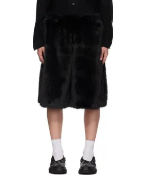 Simone Rocha Black Boxing Faux-Fur Shorts