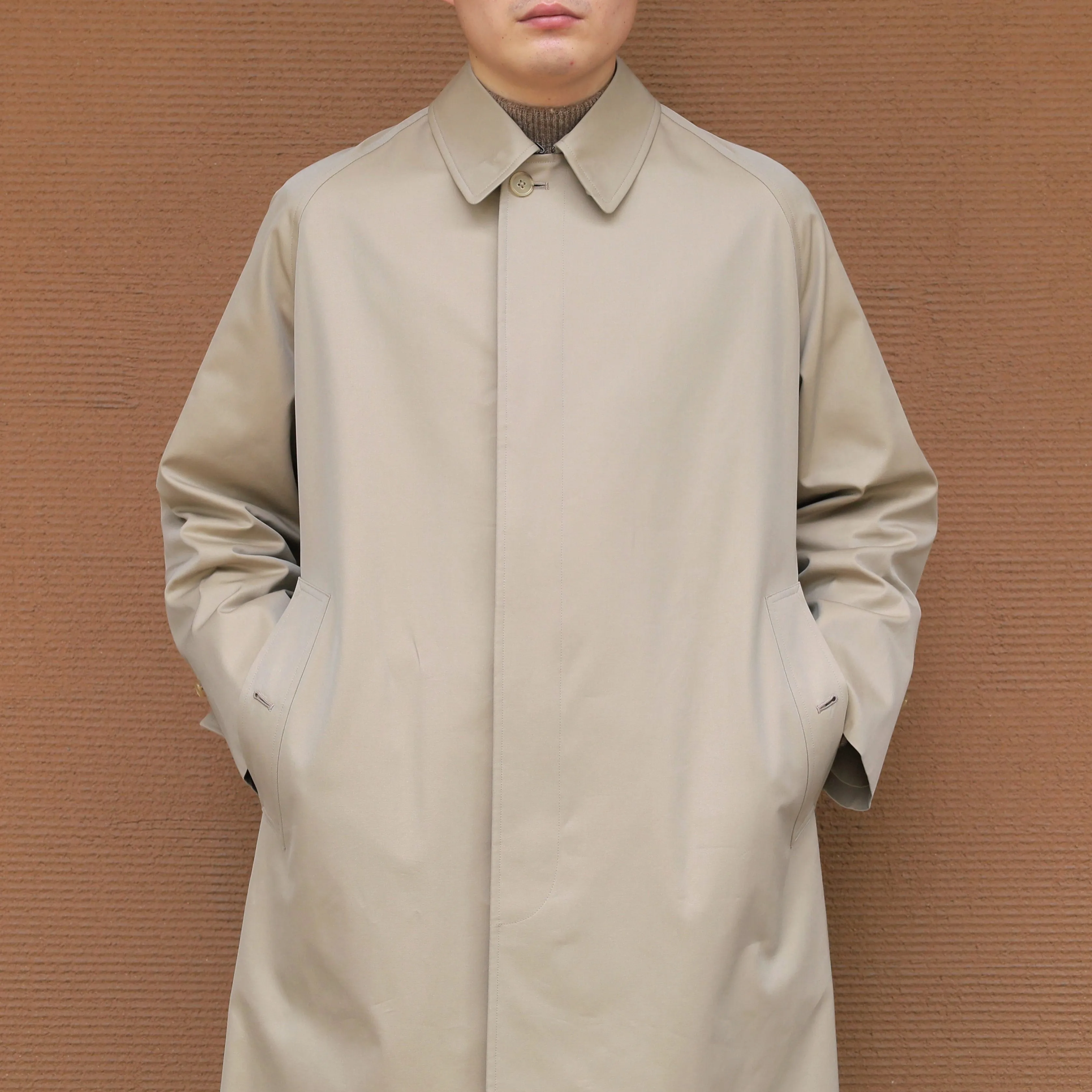 SINGLE RAGLAN COAT GABARDINE BEIGE