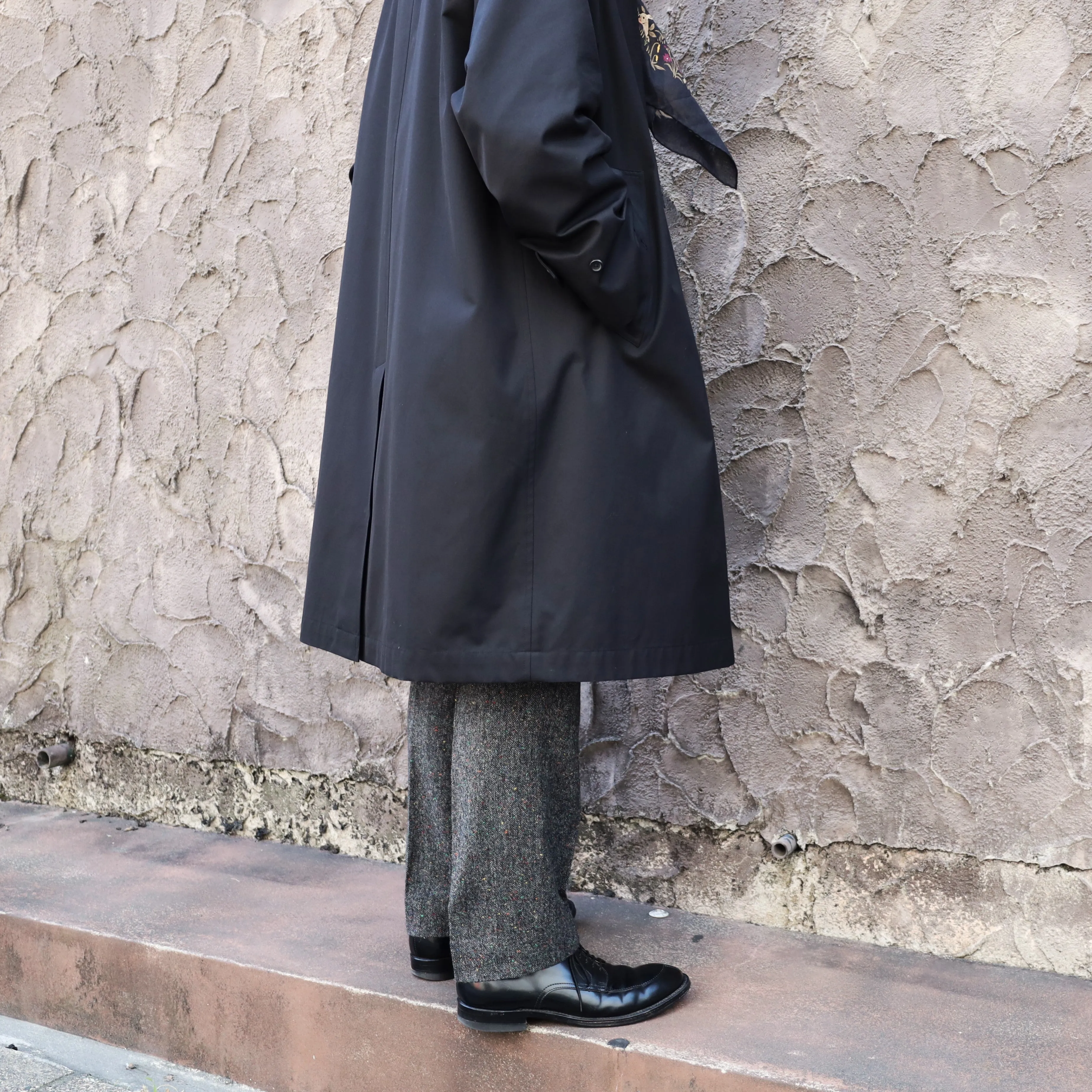 SINGLE RAGLAN COAT GABARDINE BLACK