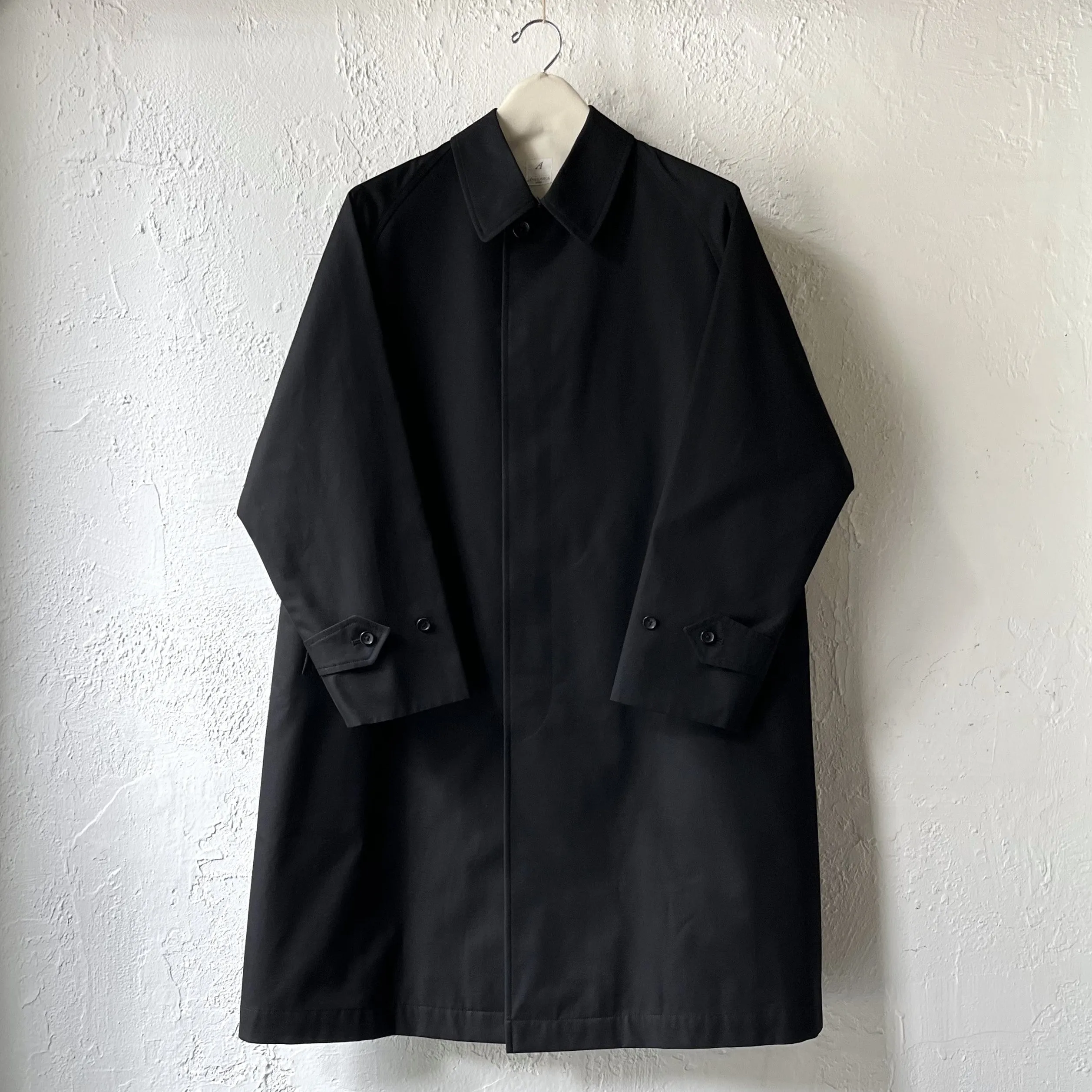 SINGLE RAGLAN COAT GABARDINE BLACK