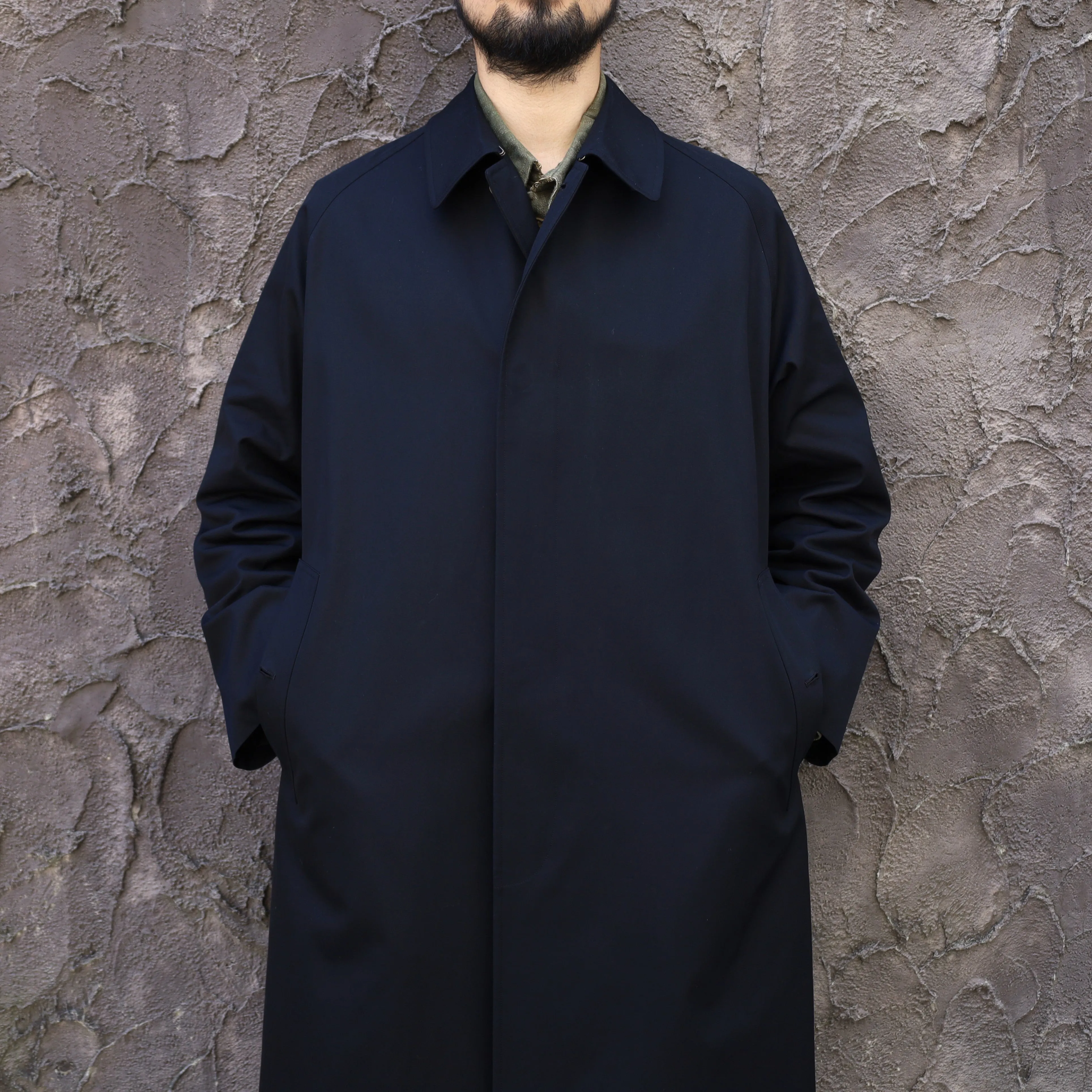 SINGLE RAGLAN COAT GABARDINE BLACK